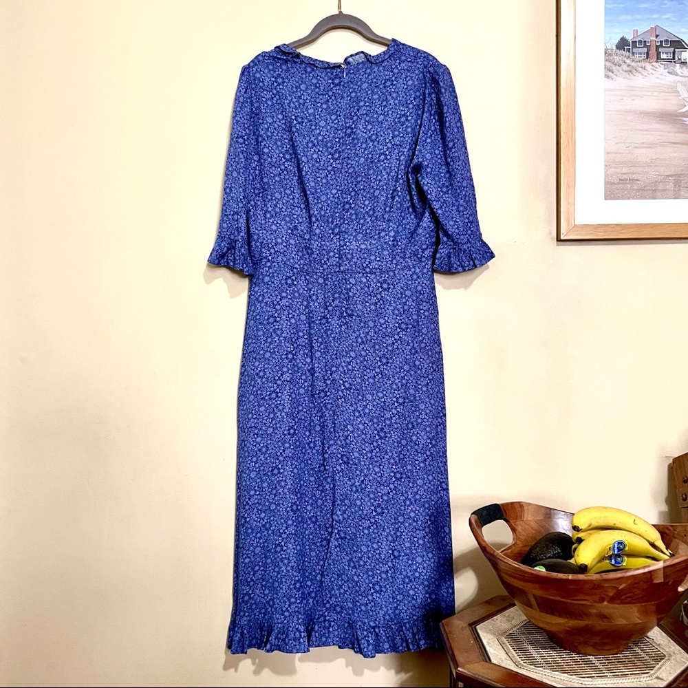 NWT Reformation Suri Violet Floral ¾ Sleeve A-Line Midi Length Dress MSPR $248 - Picture 12 of 14